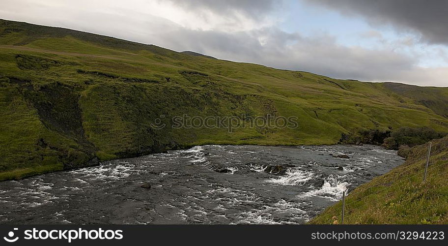 Skoga river whitewater in steep river valley