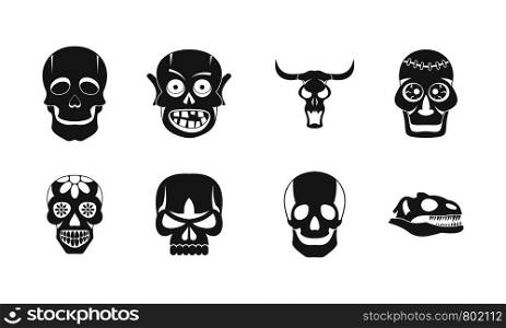 Skull icon set. Simple set of skull vector icons for web design isolated on white background. Skull icon set, simple style