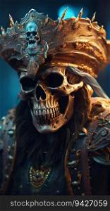 Skull Pirate Portrait. Generative ai. High quality illustration. Skull Pirate Portrait. Generative ai