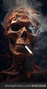 Skull Smoking Cigarette, Smoking Kills Concept. Generative ai. High quality illustration. Skull Smoking Cigarette, Smoking Kills Concept. Generative ai