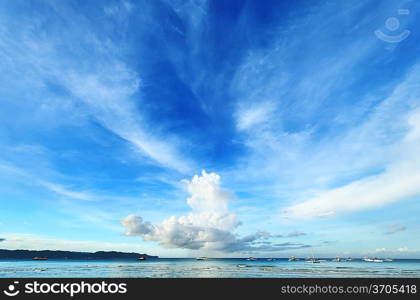 Sky above beach at Boracay, Philippines