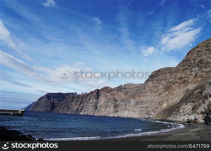 sky above rocks and stony coast. Sea landscape. Sea landscape