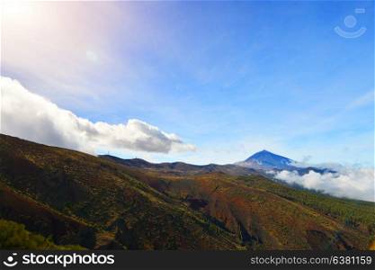 sky above top of the volcano. Mountain landscape