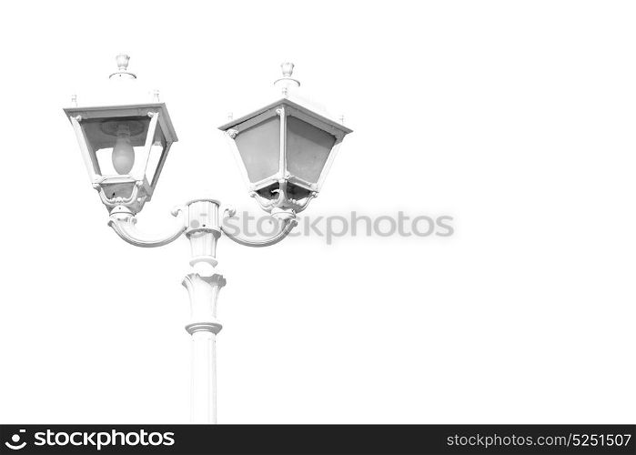 sky and abstract background in oman old streetlamp in the clear