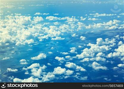 sky and background concept - blue sky with white clouds