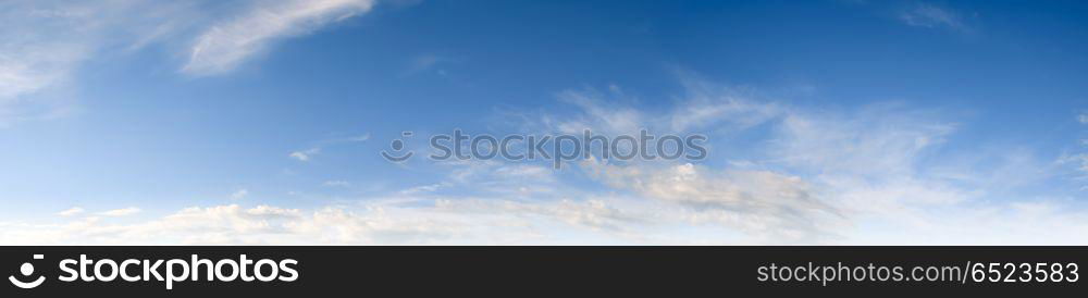 Sky and clear clouds panorama. Sky and clear clouds panorama summer nature. Sky and clear clouds panorama