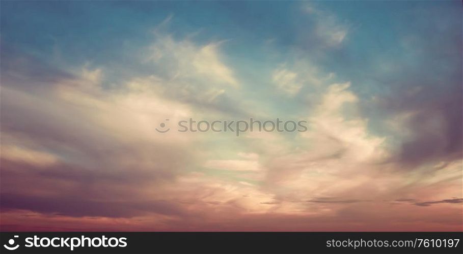 Sky and clouds atmosphere background. Blue colors. Sky and clouds atmosphere background