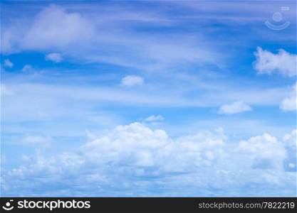Sky and clouds. Floating cloud cover. Spread across the sky on clear. In the summer.