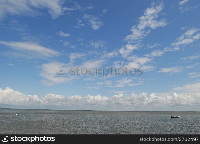 sky and clouds over quiet sea