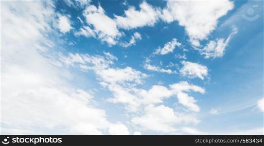 Sky and clouds tropical panorama. Nature background. Sky and clouds tropical panorama