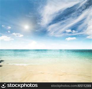 Sky and island beach. Sky and island beach. Summer shot landscape. Sky and island beach