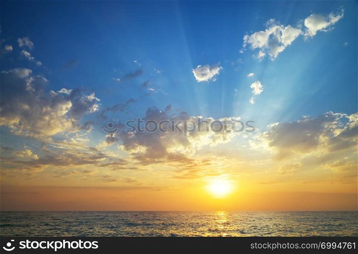 Sky and sea on sunset. Nature composition.
