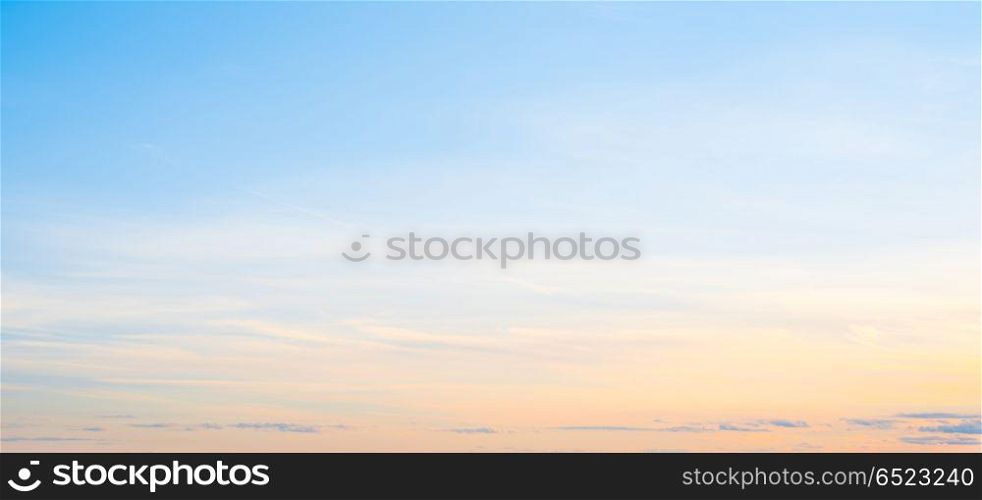 Sky atmosphere clear clouds. Summer sky and clouds. Nature outdoor background