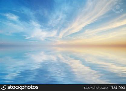Sky background and water reflection. Element of design.