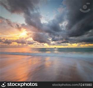 Sky background on sea shore sunset. Nature abstract composition