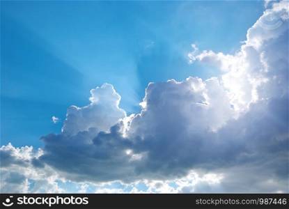 Sky cloud and sun rays. Nature composition.