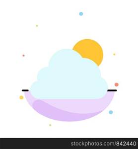 Sky, Cloud, Sun, Cloudy Abstract Flat Color Icon Template