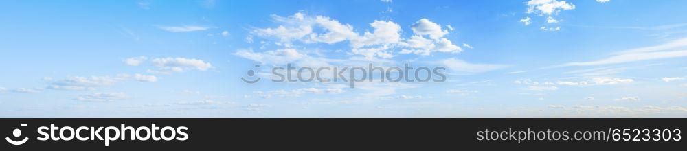Sky clouds summer panorama. Sky and clouds day summer nature outdoor panorama. Sky clouds summer panorama