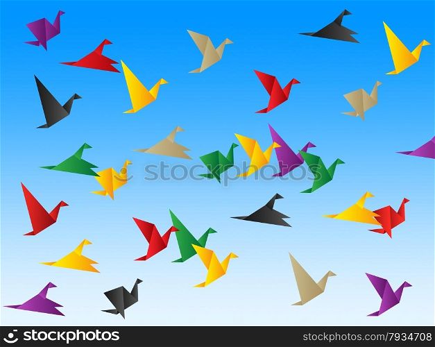 Sky Flying Representing Flock Of Birds And Flock Of Birds