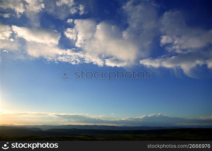 sky in blue simple nature background with white clouds