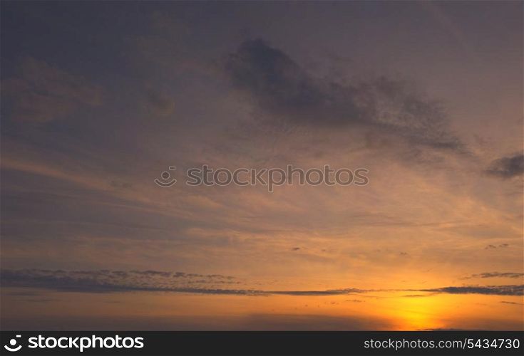 Sky panorama of sundown made from four snapshots