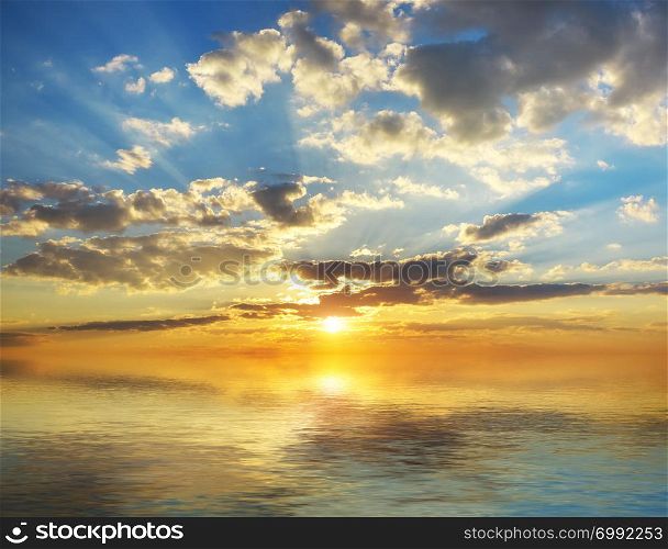 Sky panorama of sunset. Composition of nature.