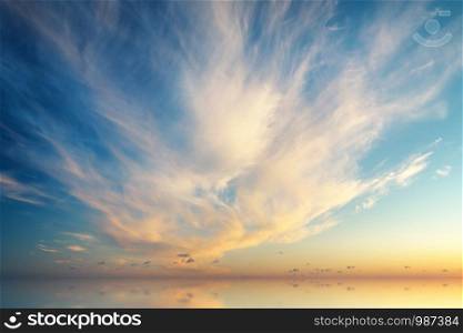 Sky panorama on sunset. Composition of nature.