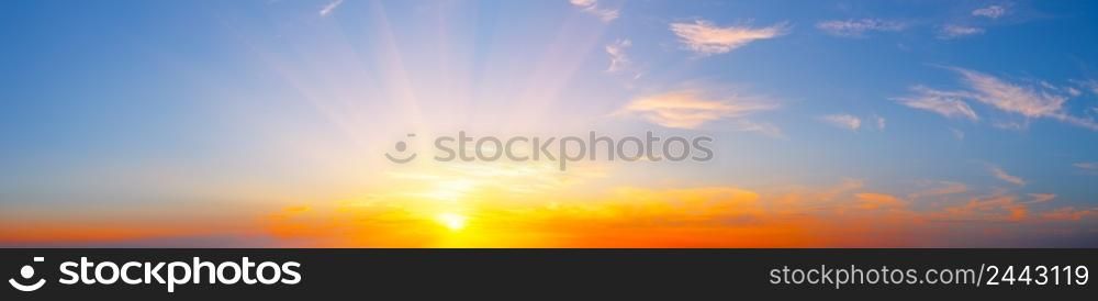 Sky panorama with a bright sun and clouds. Sky panorama with bright sun and clouds