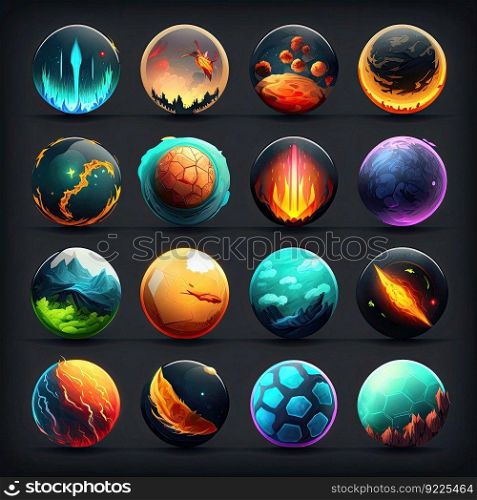 sky planet space galaxy ai generated. world game, system icon, satellite moon sky planet space galaxy illustration. sky planet space galaxy ai generated