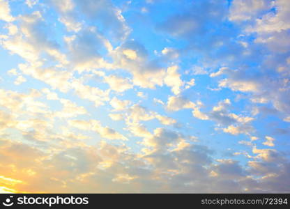 Sky with clouds at sundown, may be used as background