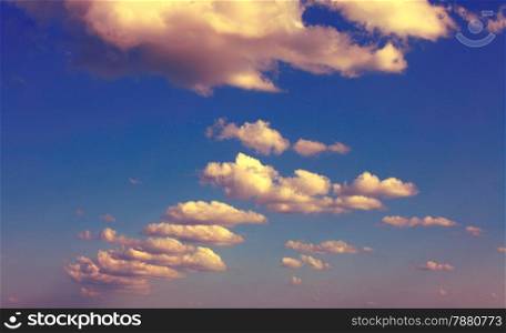 Sky with clouds in vintage style.