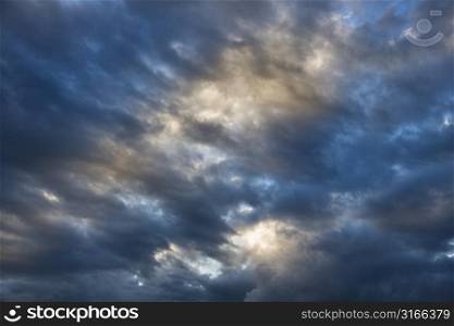 Sky with thick cumulus clouds.