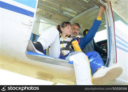 skydiver on board an aircraft