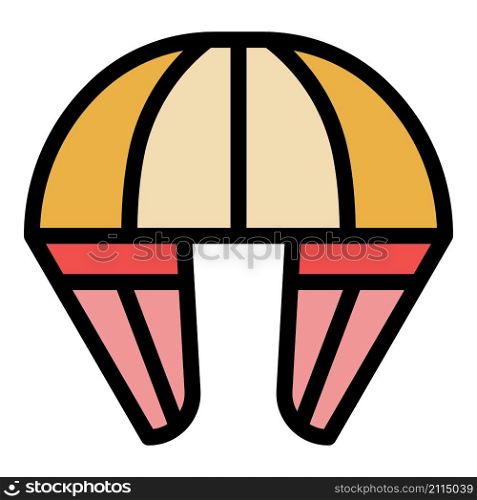 Skydiving parachute icon. Outline skydiving parachute vector icon color flat isolated. Skydiving parachute icon color outline vector