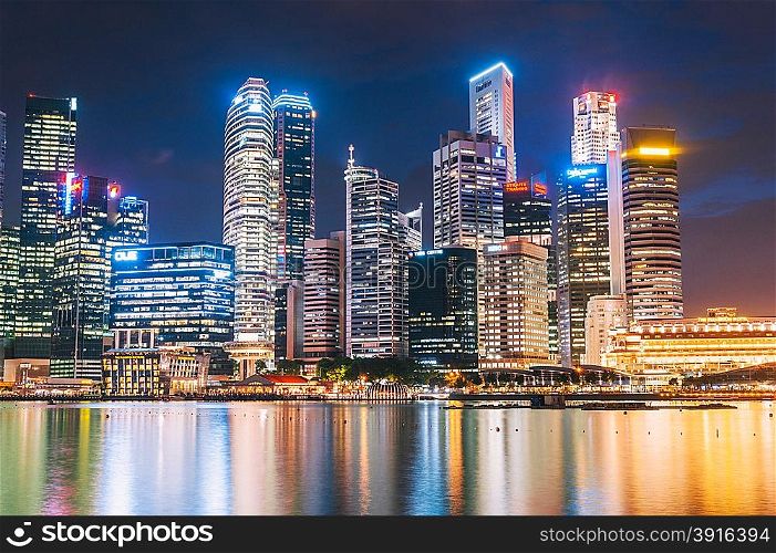 Skyline at night, Singapore