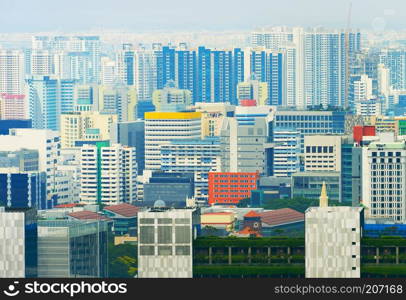 Skyline, city architecture of living districts of Singapore