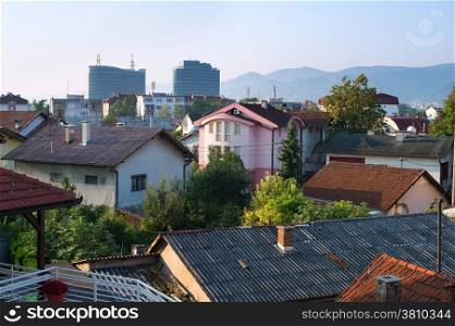 Skyline of Banja Luka in the morning. Bosnia and Herzegovina