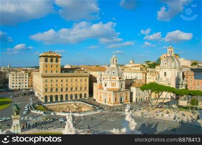Skyline of beautiful Rome Old Town at sunset. Italy