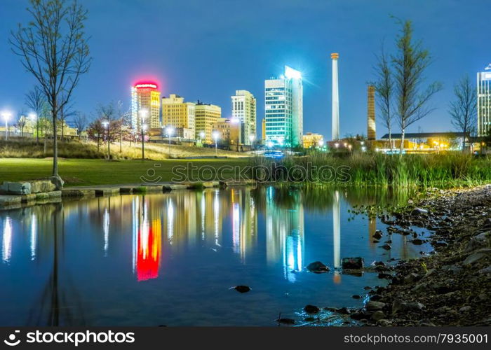 Skyline of Birmingham Alabama from Railroad Park