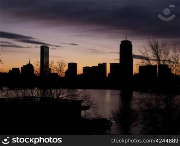 Skyline of Boston&rsquo;s Back Bay area seen at dawn