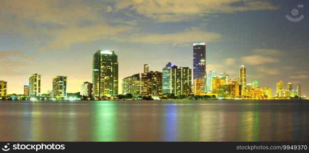 Skyline of buildings at Brickell District, Miami, Florida, USA