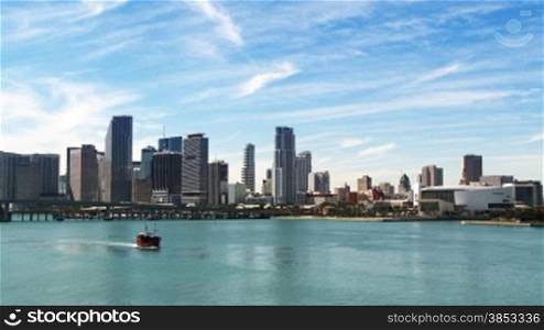 Skyline of downtown Miami showing the American Airlines Arena