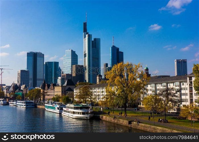 Skyline of Frankfurt, Germany. View of Frankfurt am Main