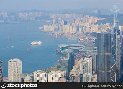 Skyline of Hong Kong city, view from The Peak