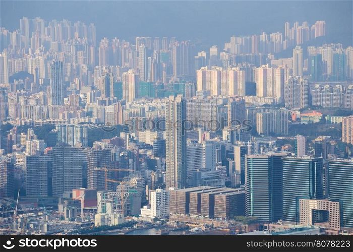 Skyline of Hong Kong city, view from The Peak