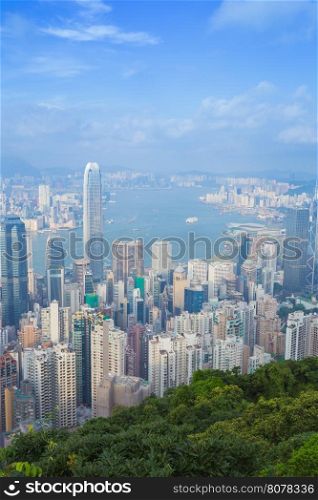 Skyline of Hong Kong city, view from The Peak