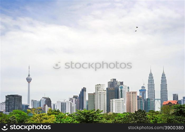 Skyline of Kuala Lumpur downtown in the day. Malaysia
