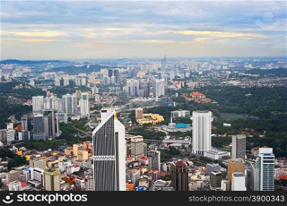 Skyline of Kuala Lumpur. View from Menara TV tower. Malaysia