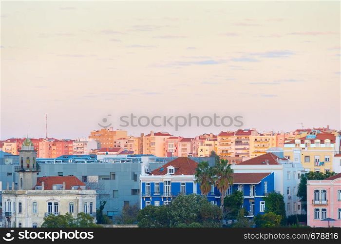Skyline of Lisbon typical living district architecture. Portugal
