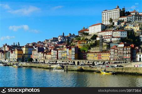 Skyline of Old Town of Porto at sunset, Portugal